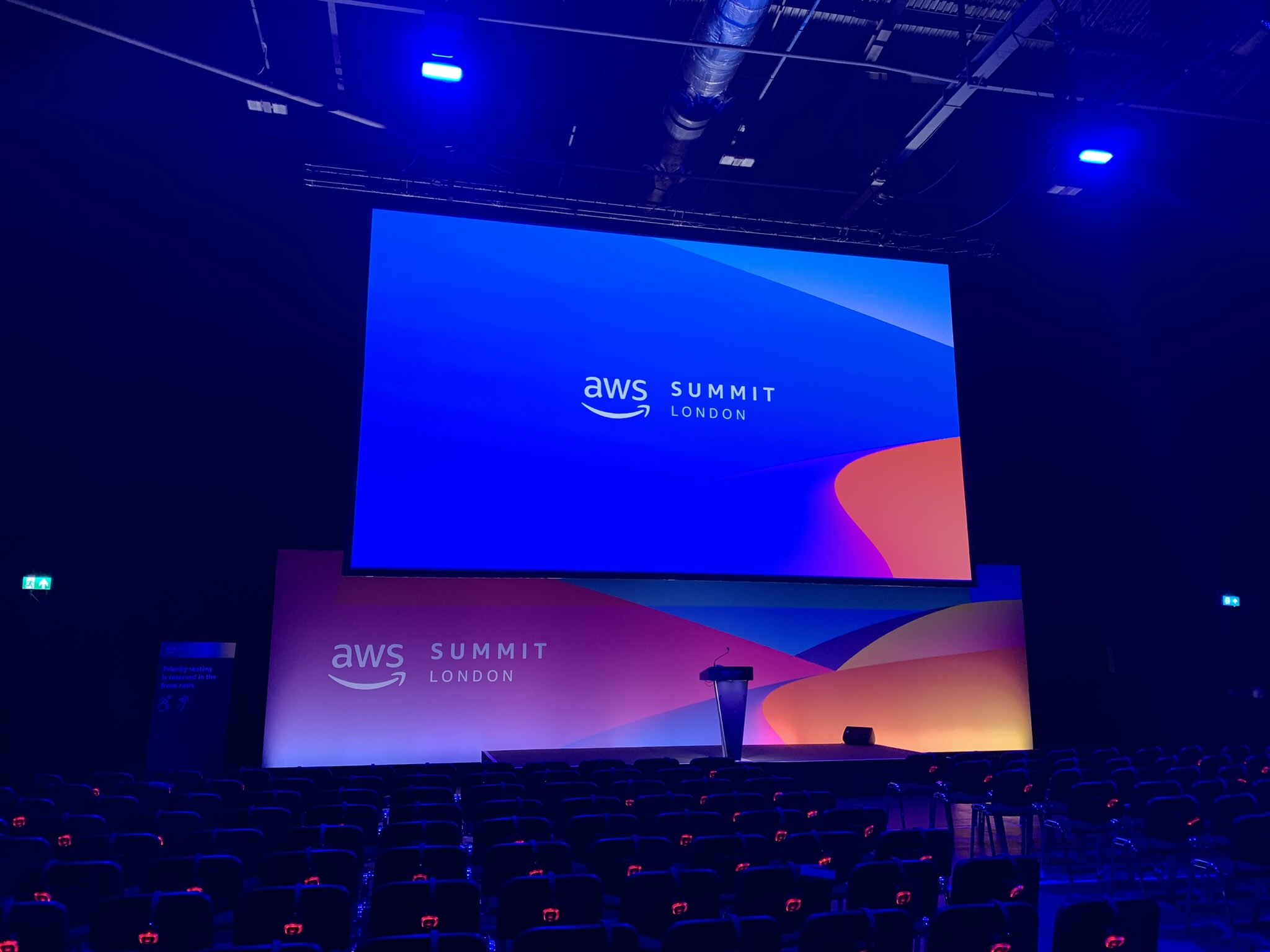 Photo taken at AWS Summit London 2024, of one of the Breakout Theatres