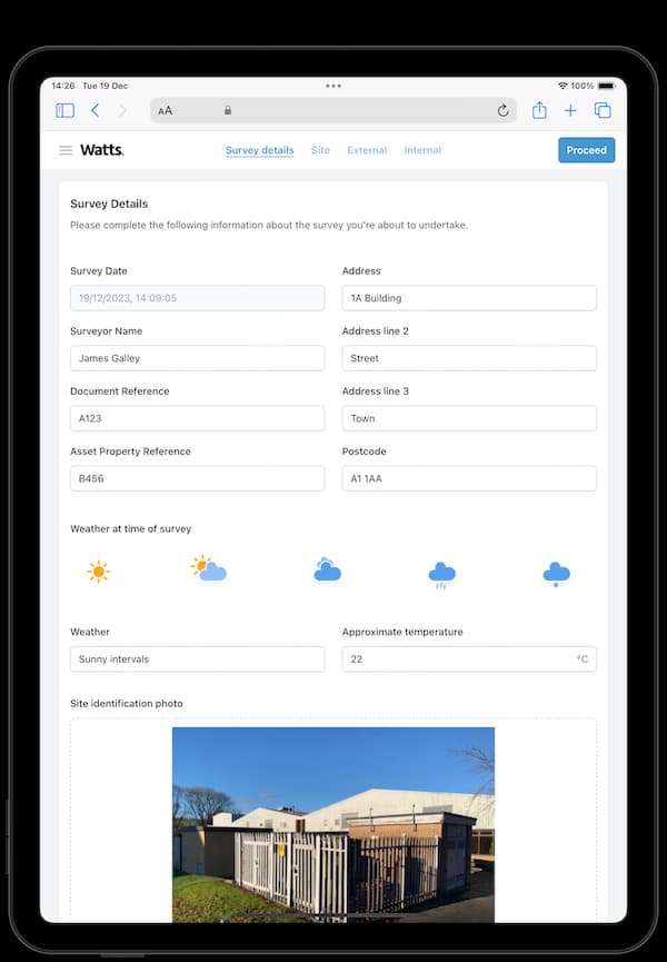 A survey being recorded in the Watts app
